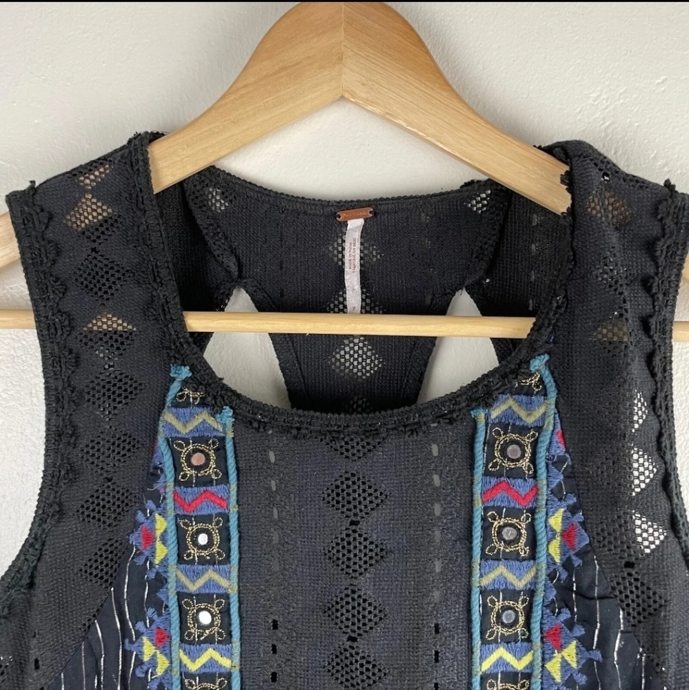 Free People Water Lily Mini Skater Dress Black Size 0 - Picture 4 of 10